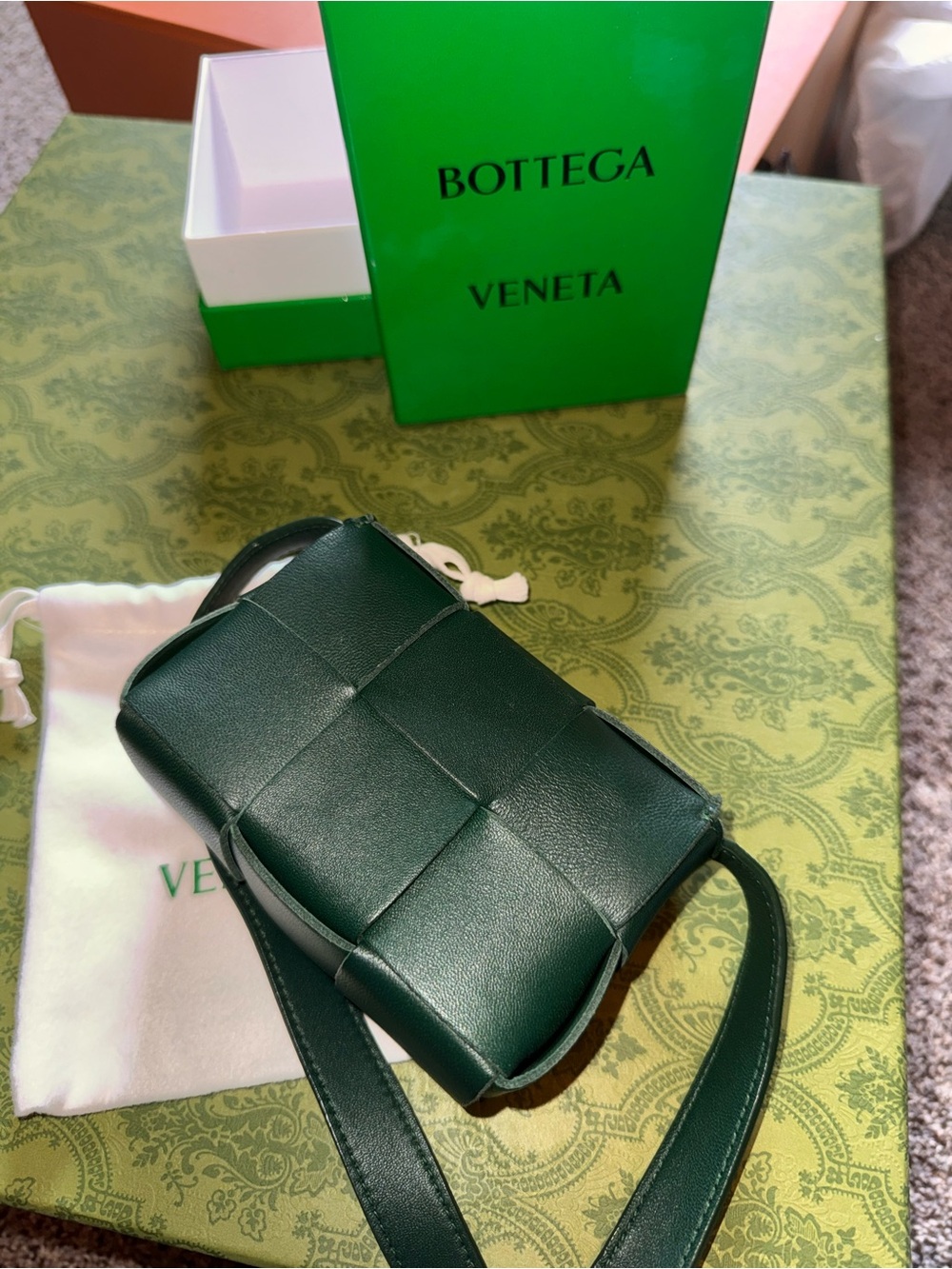 Bottega Veneta Dark Green Intrecciato Mini Cassette Bag - Picture 6 of 10